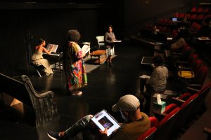 Erin Willis, Thomasina Petrus, Aimee K. Bryant, Sanford Moore, And Director Faye M. Price In Rehearsal For Nina Simone  Four Women At Pillsbury House + Theatre.